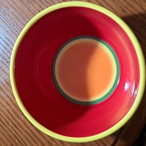Dansk Caribe Aruba cereal/soup bowl orange, red with yellow and green stripe